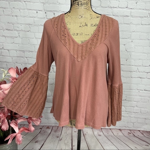 Free People Flowy Crochet Bell Sleeve Boho Tunic - Picture 8 of 16